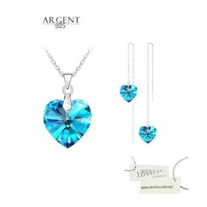 Parure Bijoux Coeur Cristal Swarovski* Bleu Argent 925 Femme Parures Parure Bijoux Coeur Cristal Swarovski* Bleu Argent 925 Femme Parures