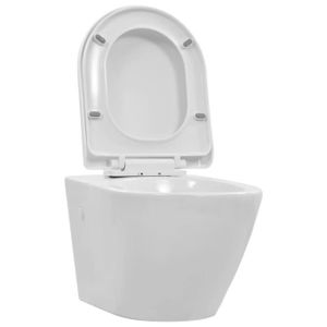 WC - TOILETTES vidaXL Toilette suspendue au mur sans rebord Céram