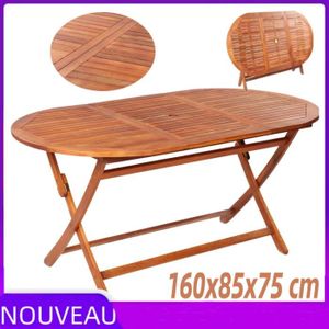 TABLE DE JARDIN  YOSOO Table de jardin pliable - en bois d'acacia massif avec finition à l'huile - 160x85x75 cm