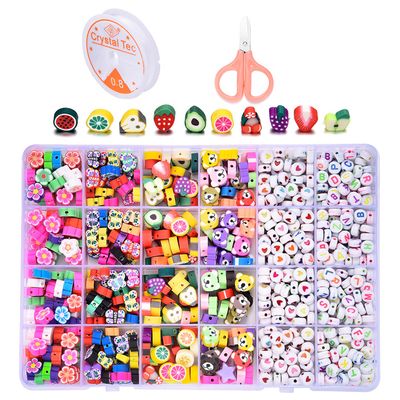 Perles Enfant, 550+ Bracelet Bricolage Set, Kit de Perles de Bijoux pour Fabrication de Bracelets Colliers Travaux Manuel - 24 Cases - Beaux-Arts et Loisirs créatifs