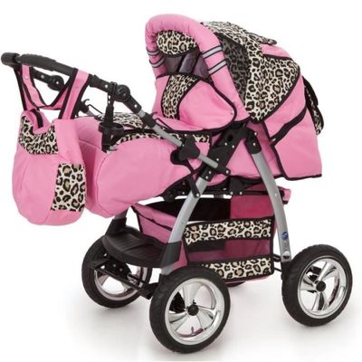 Poussette King by Lux4Kids rose l opard beige Cdiscount