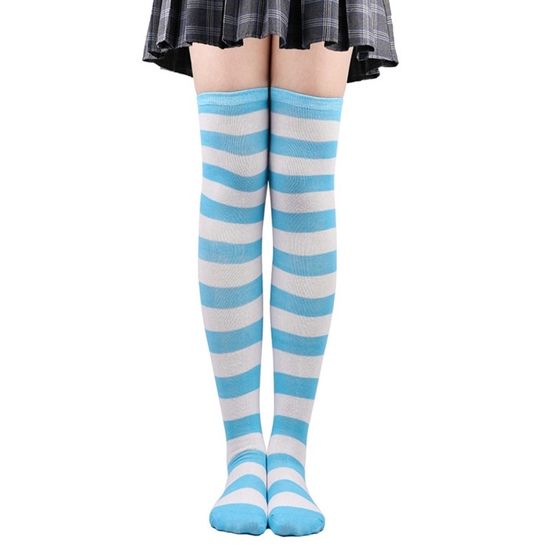 Chaussettes hautes à rayures en coton élastique pour femmes