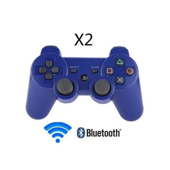 Lot De 2 Manettes PS3 Sans Fil 6 Axes - Bleu Et Noir, Comme Neuves, Pour PlayStation 3