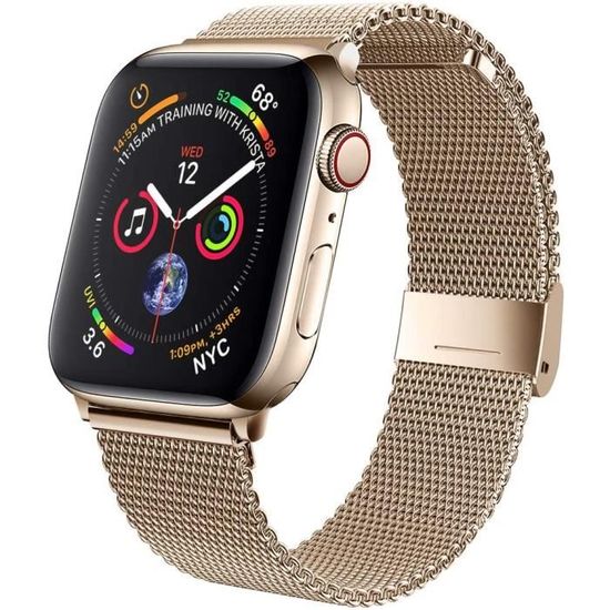 A pour la série iWatch 6-5-4-3-2-1SE, 38mm-40mm bracelet pour le de montre Apple, boucle de bracelet en maille d'acier inoxydable