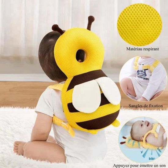 Coussin Protection Tête Bébé Forme Abeille - Anti-Chute Pour 4-24 Mois | Réglable Et Respirant