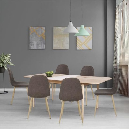 Table à manger extensible - Scandinave - NEW SOFIA - Chêne et blanc avec motifs - L 160 / 200 x P 90 cm