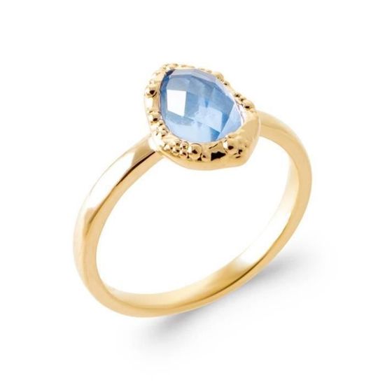 Collier Cristal Solitaire Zirconium - Goutte D'eau, Plaqué Or 18 Carats 750/1000 - Neuf Avec étiquettes