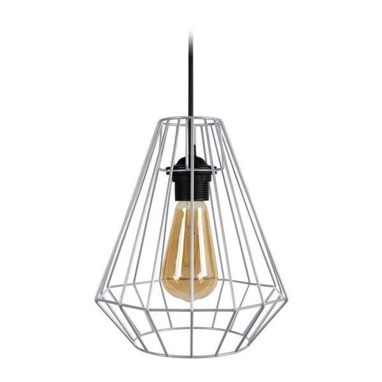 Lampe Suspendue En Rotin Et Abat-Jour En Métal Noir Lunga