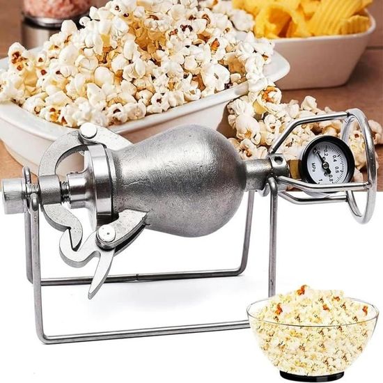 Machine à Popcorn Vintage En Acier Inox 304 - Cuisson Manuelle - Capacité 360ml - Pour Famille Et Cinéma Maison