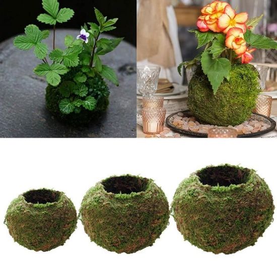 Pot de fleurs extérieur boule en fonte - 3 dimensions