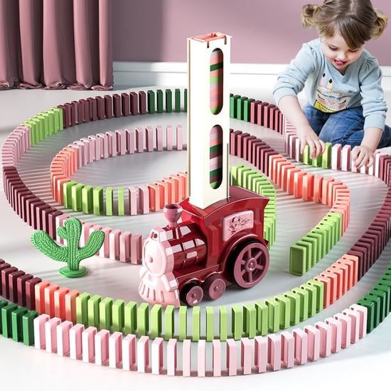 Jeu de dominos automatique ZGEER Train électrique 80 pièces - Jouet éducatif pour enfant Jeu de dominos automatique ZGEER Train électrique 80 pièces - Jouet éducatif pour enfant