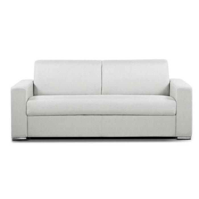 Canapé convertible 2-3 places SELECT matelas 16cm sommier lattes 120cm polyuréthane blanc cassé blanc Cuir Inside75