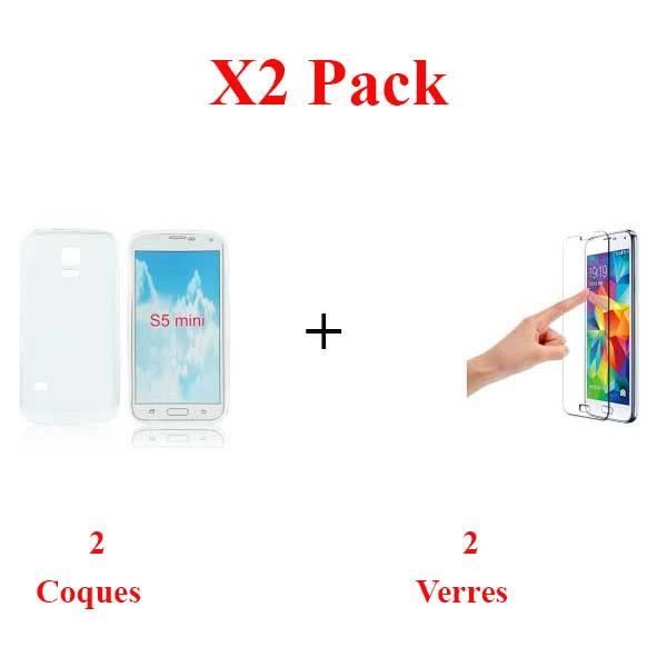 X2 Pack, Pack verre+coque samsung s5 mini Protection integrale
