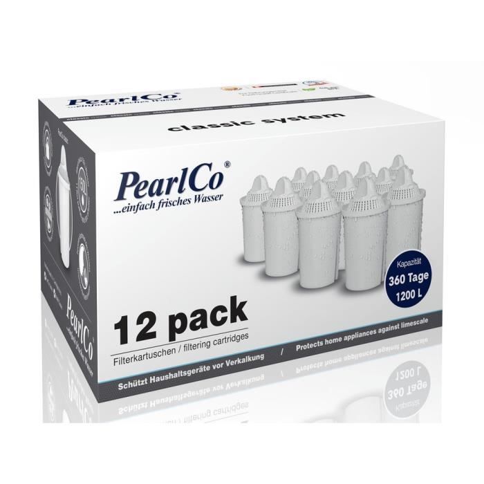 PearlCo Pack 12 cartouches filtrantes classiques (compatible avec Brita Classic - PAS pour Maxtra-Filter)