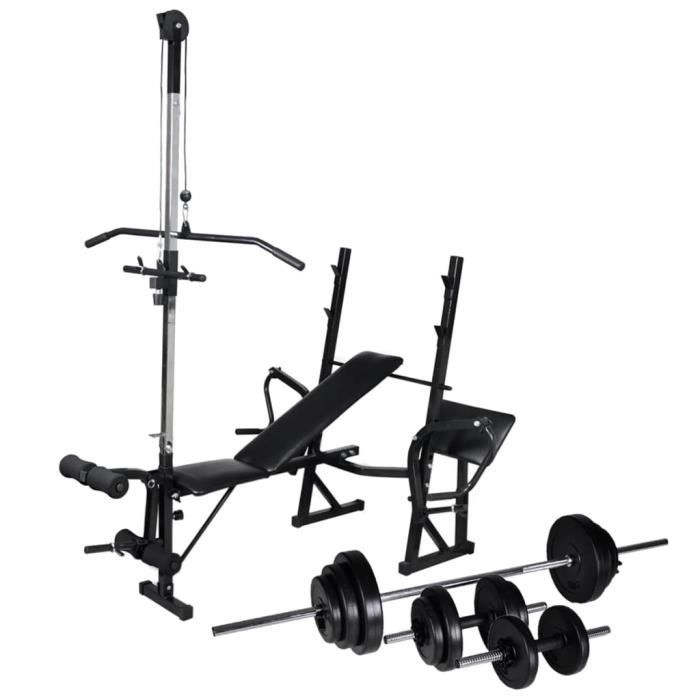 Banc d'entraînement avec support de poids jeu d'haltères 30,5kg