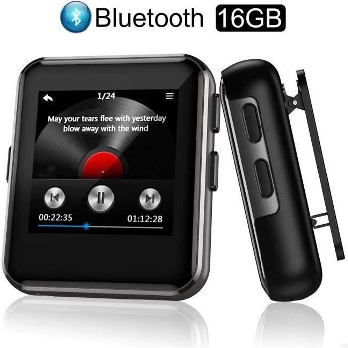 Arbily Lecteur MP3 Bluetooth, 16 Go Lecteur de Musique Hi-FI Lossless Sound avec Écran Tactile de 1,54 - E-Book Vidéo