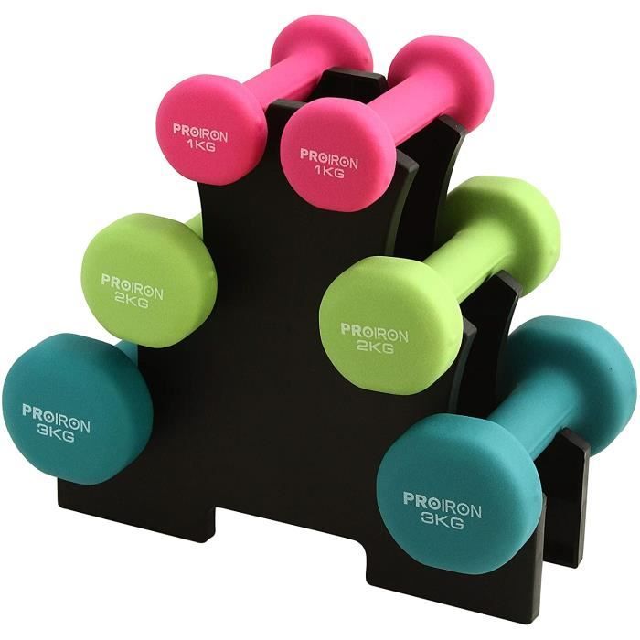 PROIRON Haltères en Néoprène Paire d'haltères de 1kg à 10kg dans Différents Poids (2er-Set)