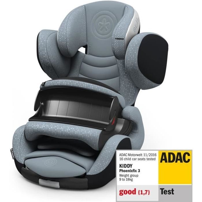 Kiddy Phonenixfix 3 Siège auto Groupe 1 (groupe 1) 9 ans à 4 ans (env. 9 kg - 18 kg avec Isofix Collection 2019 Moon Grey,250