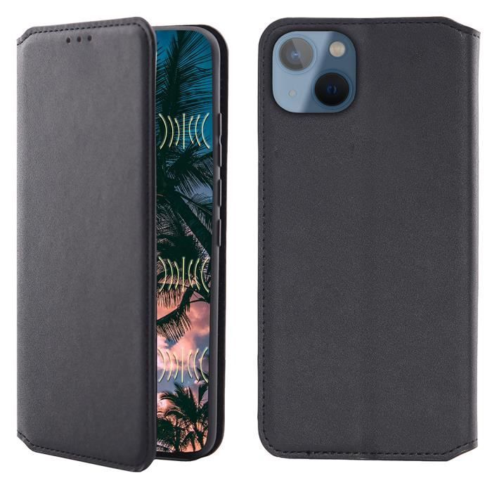 Coque iPhone 13 Mini (5.4 Pouces) ,Portefeuille Cuir PU - Noir