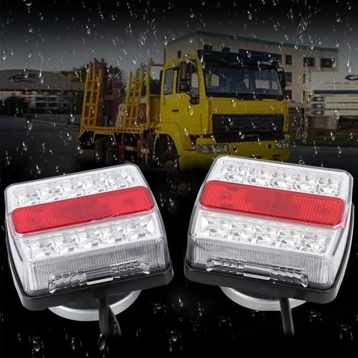 Cikonielf Feu arrière à LED,1 paire de lampe de panneau arrière de remorquage de remorque à LED magnétique avec câble de 10 m
