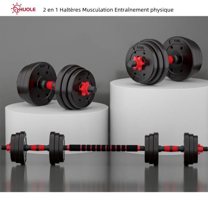 HUOLE 2 en 1 Haltères Musculation Entraînement physique Poids Ajustable 1,25 kg, 19 kg