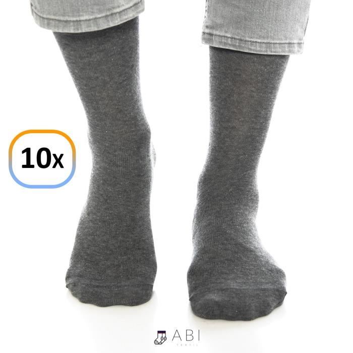 ABI - Chaussettes classiques Homme Femme Coton (10 Paires) Coton