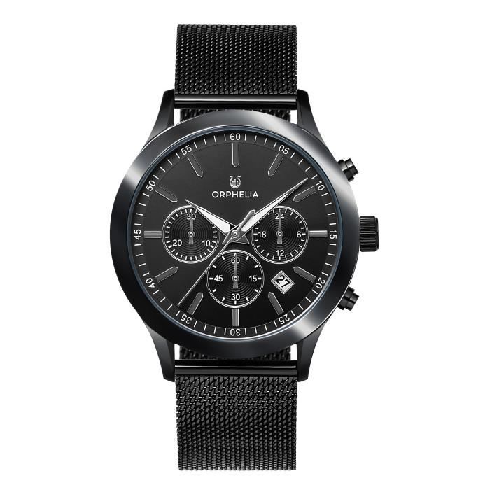 ORPHELIA - Montre Hommes - Quartz - Chronographe - Bracelet en Acier inoxydable - Noir - OR82804
