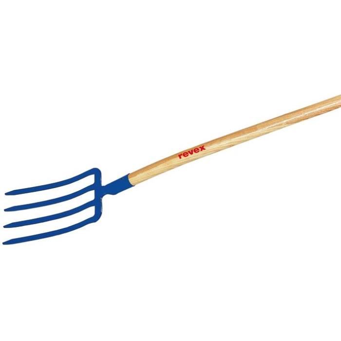 REVEX - Fourche à bêcher 4 dents triangle 27 cm manche pomme