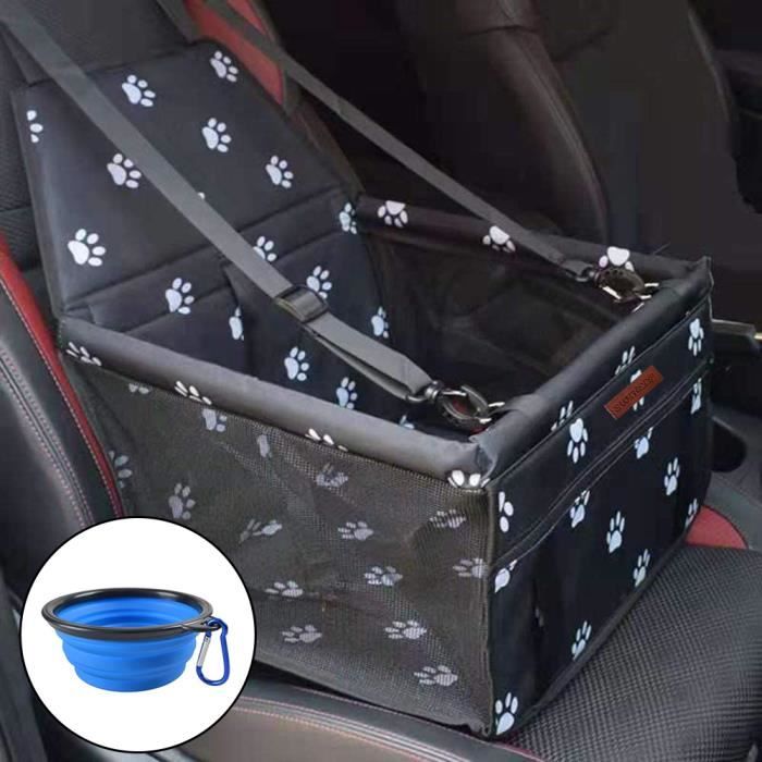 Sac Siège de Voiture pour Chien Chat Sac De Protection Housse de Siège Étanche Respirant+bol - Noir Footprint