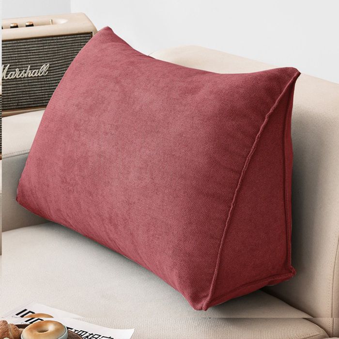 Coussin de Lecture Compensé 60*35*20cm Coussin Canapé Triangulaire Support Lombaire Gros Oreiller Cale Dos Tête de lit Rouge A