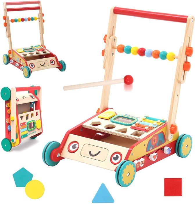 Trotteur bebe Chariot de Marche multi activites 2 en 1 Pousseur Evolutif avec Frein et Poignee Ajustable Motricite Developpe14 Cdiscount Puericulture Eveil bebe