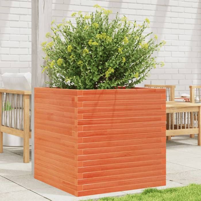 vidaXL Jardinière cire marron 70x70x685 cm bois de pin massif jardinière dextérieur bac à fleurs bac à tomates 3282476