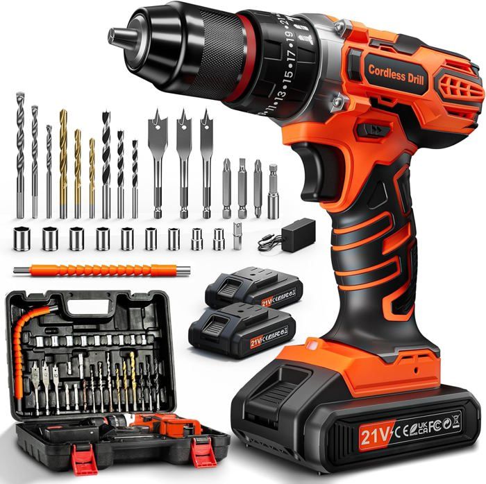 Perceuse Visseuse Sans Fil,21V Visseuse Devisseuse Avec 2 Batteries