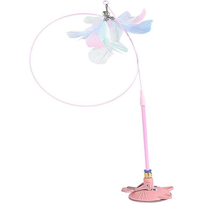 Meilleurs prix pour Bâton de taquinerie pour chat jouet en plumes pour chat avec ventouse jouet dexercice pour chaton jouets dentraînementrose