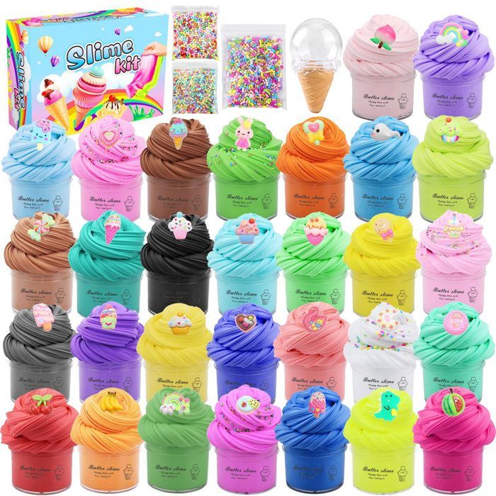 LAWOHO Kit de slime au beurre de sable 2X120ml comprend des slimes au beurre bicolores avec 6 packs d'additifs, favoris de fête slime pour LAWOHO Kit de slime au beurre de sable 2X120ml comprend des slimes au beurre bicolores avec 6 packs d'additifs, favoris de fête slime pour