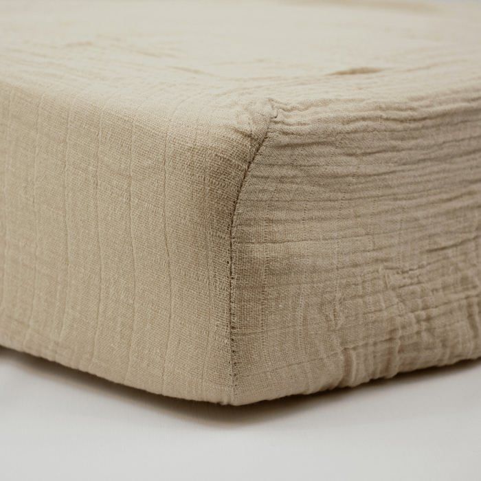Babycalin - Drap housse 60x120 cm Taupe - Drap housse bébé en Gaze de coton