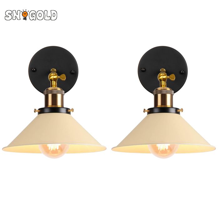 SNOGOLD 2X Applique Murale Rétro Abat-jour Ø22cm Beige en Forme de Parapluie E27 Luminaire en Métal Vintage Plafonnier pour Couloir