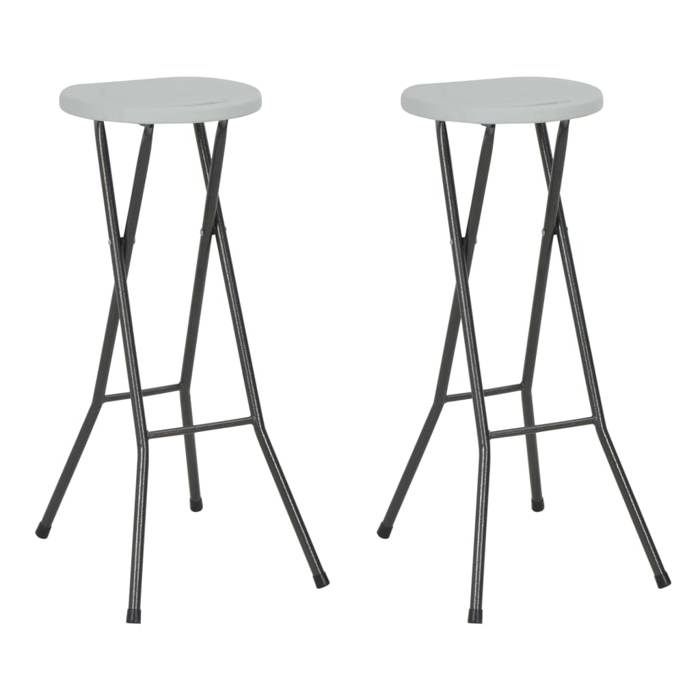 Remise Lot de 2 Tabourets de bar pliables - 2 Personnes - PEHD et acier Blanc JILIMAISON2025 3269722