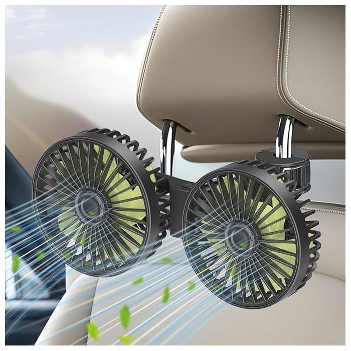 Ventilateur de Voiture - XVX - Double Tête - 3 Vitesses - USB - Silencieux 30 dB - Xvx