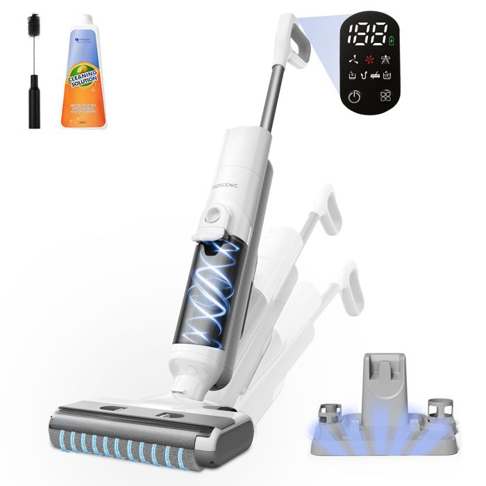 PROSCENIC F10 Ultra Aspirateur laveur sans fil -Sec/humide -Brosse à bord étroit - Réservoir 1.3L -Ecran LED - Auto nettoyage 60min - Proscenic