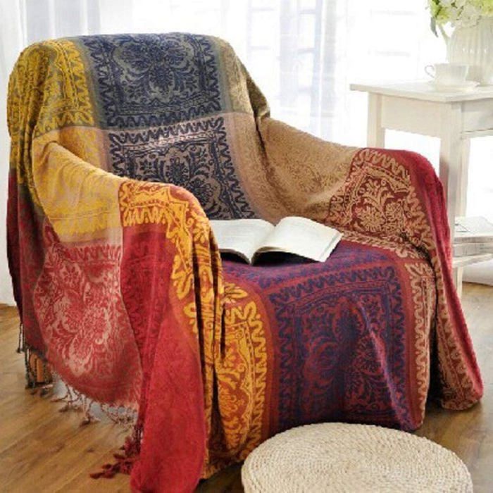 Grand Plaid et Couvre-lit en Coton Jeté de Canapé Dessus de Lit Naturel Couverture Simple (Rouge 150 * 190cm)