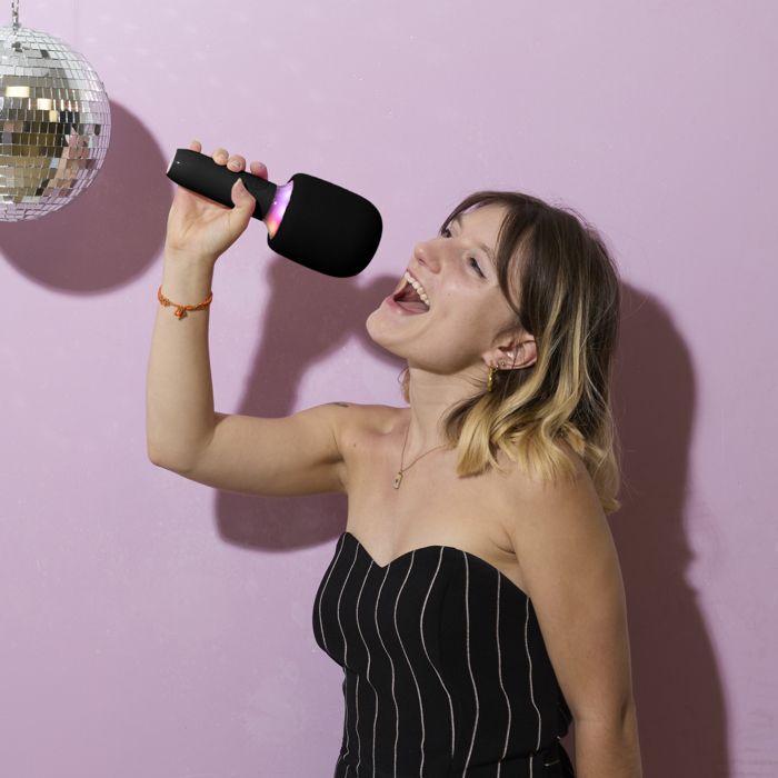 Micro Karaoké - PARTY TIME - Enceinte Intégrée - Bluetooth - Noir