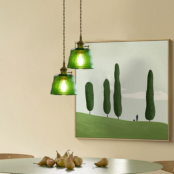 SNOGOLD 2XSuspension Moderne en Verre Lustre Industriel E27 Luminaire Abat-jour en Verre Vert Lampe de Plafond pour Salon Chambre