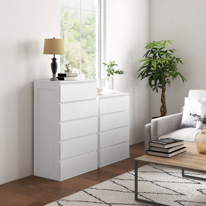 Commode 4 tiroirs meuble de rangement sans poignées design minimaliste 60 x 40 x 80 cm blanc