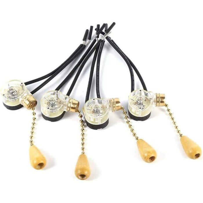 DRE-4 Pcs Tirer Interrupteur Maison Ventilateur Lampe Mur Lumière Remplacement Tirer la Chaîne Cordon Commutateur