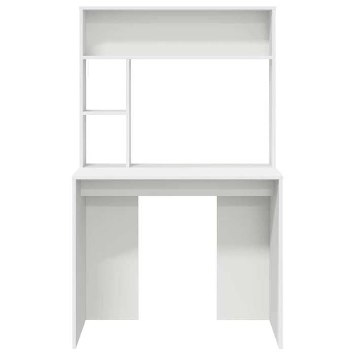 Bureau BURKE Blanc Table à écrire - 1 PERSONNE - avec étagère - Blanc 91x50x149 cm - Bois dingénierie BB832
