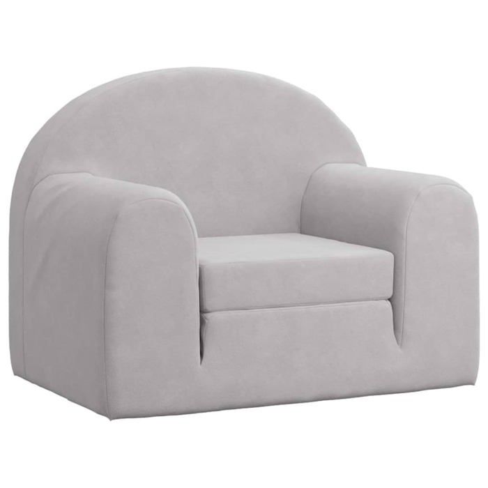 Canapé-lit pour enfants - vidaXL - Gris clair - Peluche douce - 52x34x40 cm - Housse amovible - Design 2 en 1