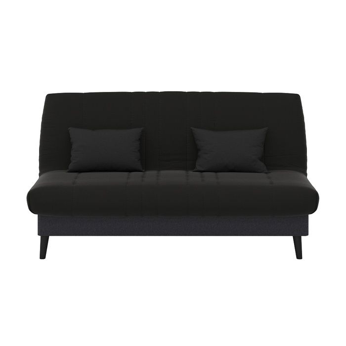 RELAXIMA Clic clac convertible avec 2 coussins offerts tissu noir 130x190