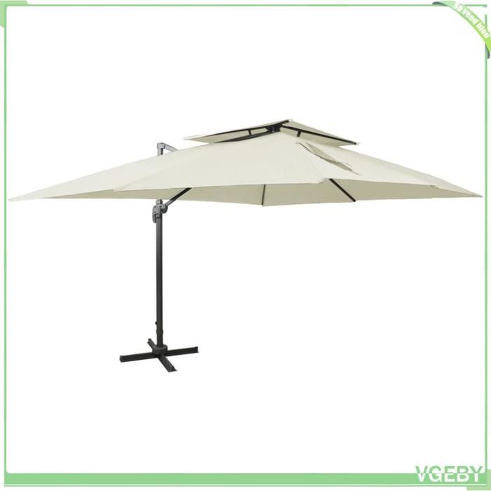 Parasol de jardin déporté - Mod. 312369 - 400 x 300 cm - Double plateau - Inclinable & rotatif 360°