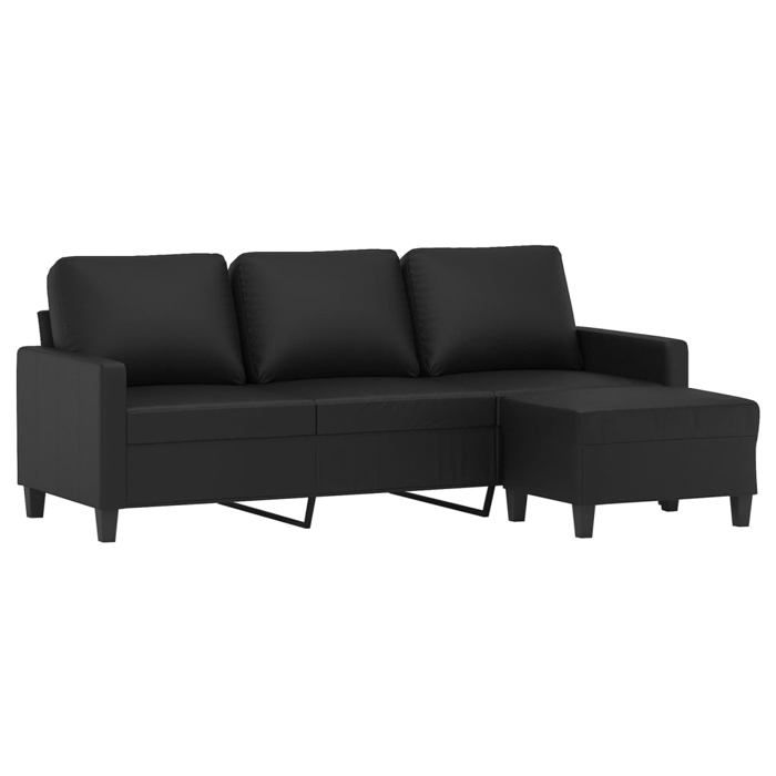 Noir SOFA - PHSH - Canapé avec 3 places - contemporain - avec repose-pieds Noir 180 cm Similicuir C1351